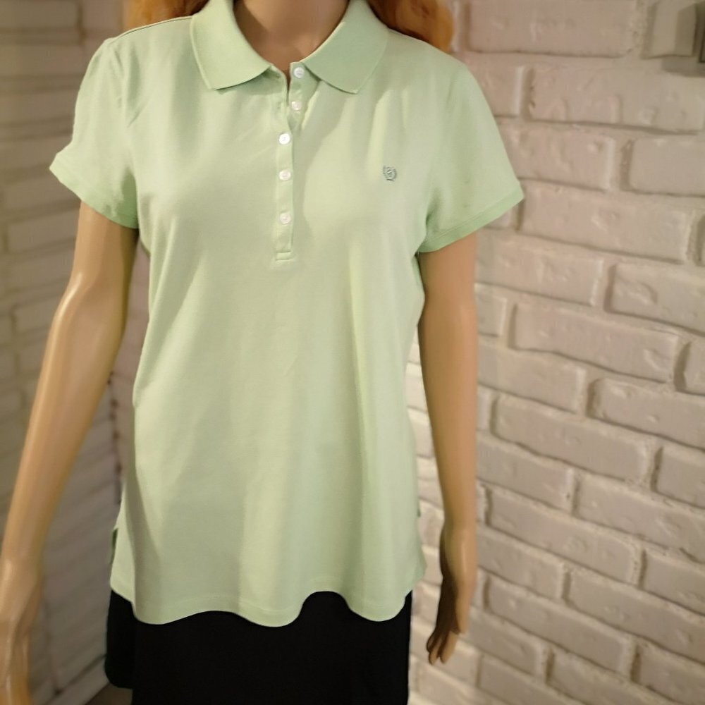 Izod Ladies Size Large Mint Green Short Sleeve Golf Shirt